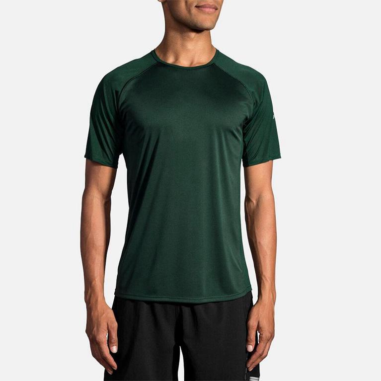 Brooks Stealth Mens Short Sleeve Running Shirt - Green - Indonesia (JCXV-85963)